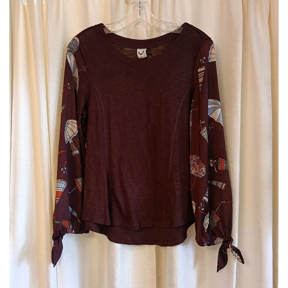 Anthropologie Akemi Kin Women's Size S Marbelle‎ Umbrella Print Top Long Sleeve